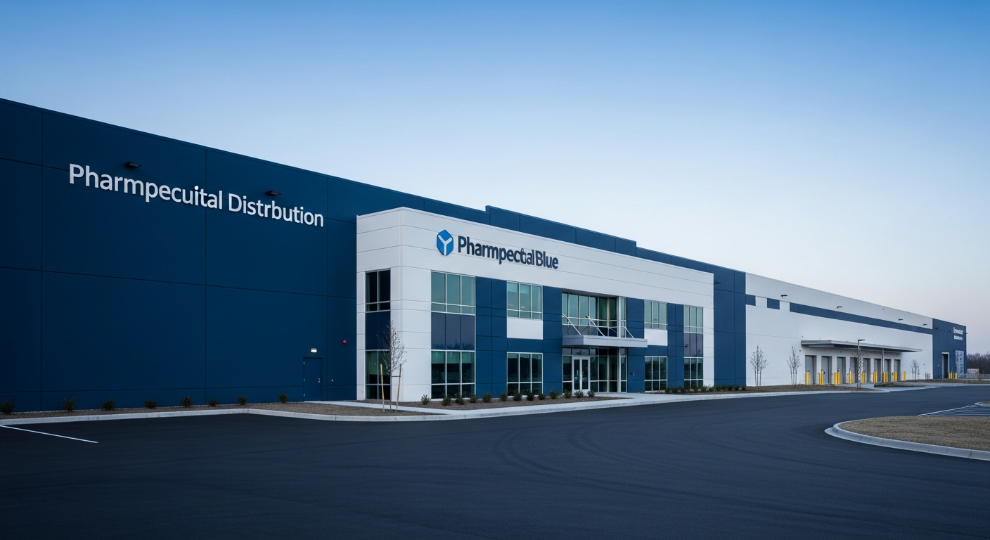 Modern pharmaceutical distribution facility exterior in Tampa, Florida