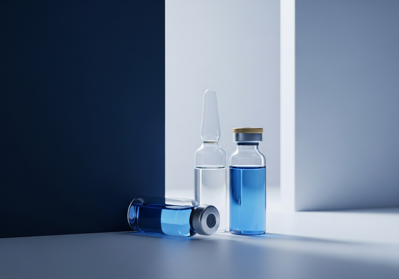 Premium longevity peptide pharmaceutical vials with pale gold accents