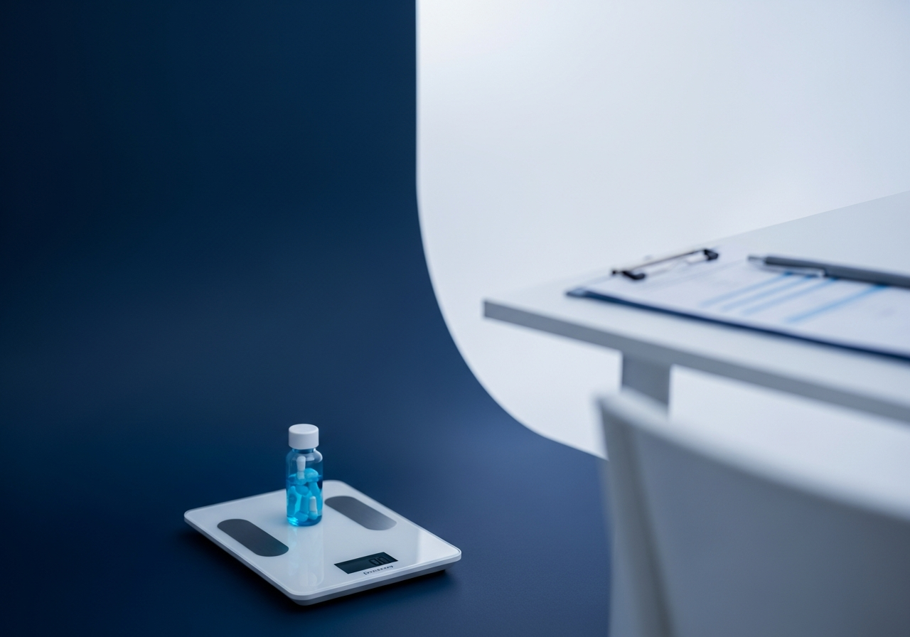 Medical weight-loss consultation room with digital scale